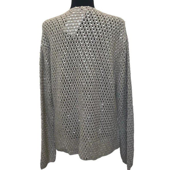 Colette Mordo for Sadimara Linen Blend Open Knit Sweater Beige Size Large NWT - Picture 2 of 9